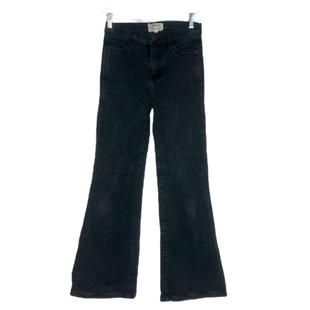 Current Elliott Jeans Women 4 27" Girl Crush Black Tar Wide Leg Flare High Waist